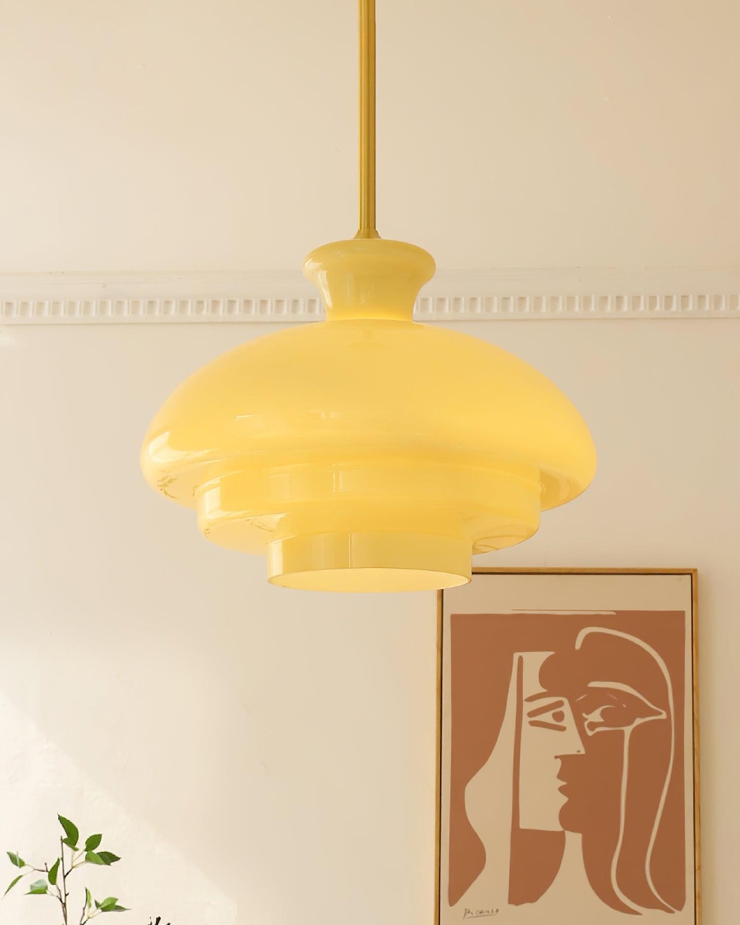 Round Yellow Stylish Simple Glass Pendant Lamp K573