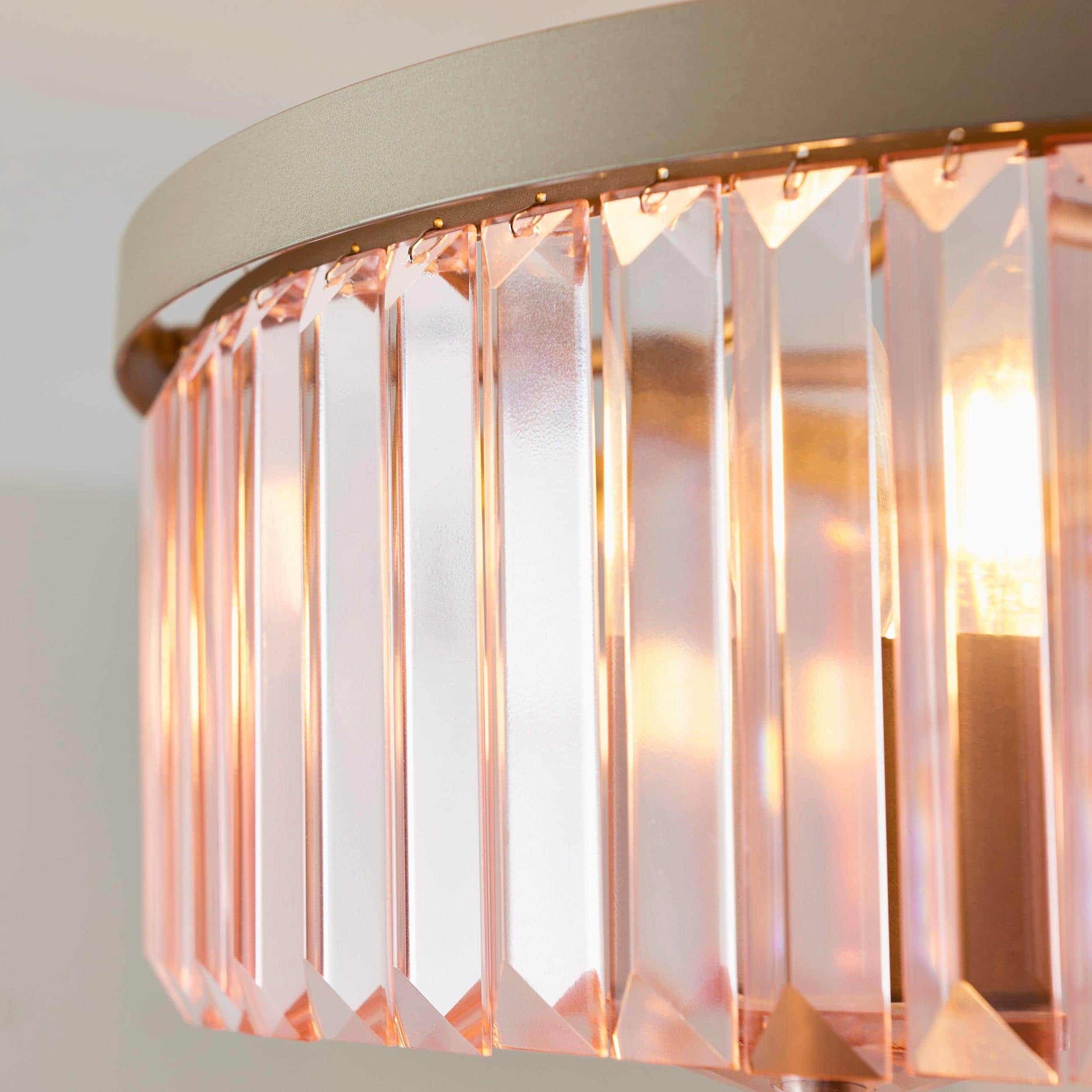 Beveline 3 Light Round Semi Flush - Faceted Cut Glass Shade Metal Finish for Hallways and Bedrooms K1849