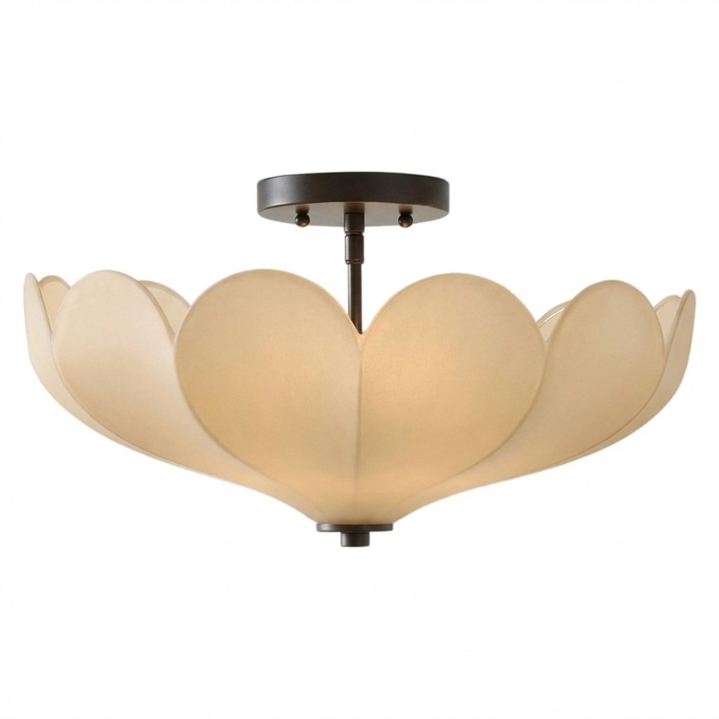 Crelune Modern Nordic Flower Ceiling Light - Fabric Floral Ceiling Lamp for Living Room K2354