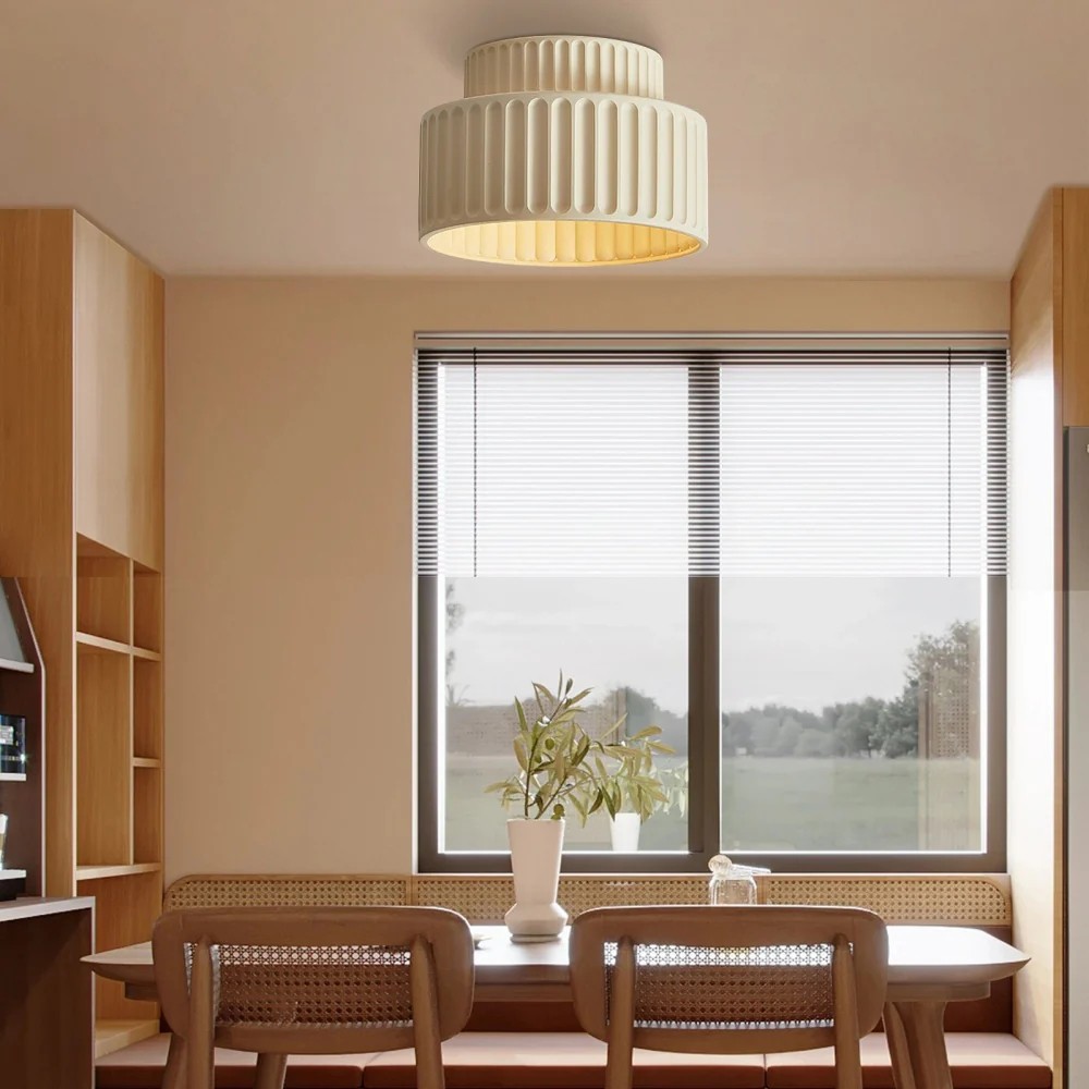 Cream Style Resin Bowl Flush Mount Ceiling Light K159