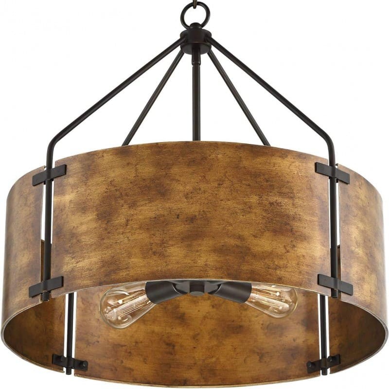 Vintage Brass Drum Pendant Lamp – Aged Metal & Warm Glow K922
