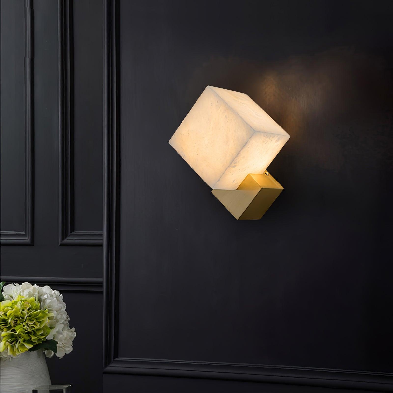 Block Alabaster Wall Sconce D387