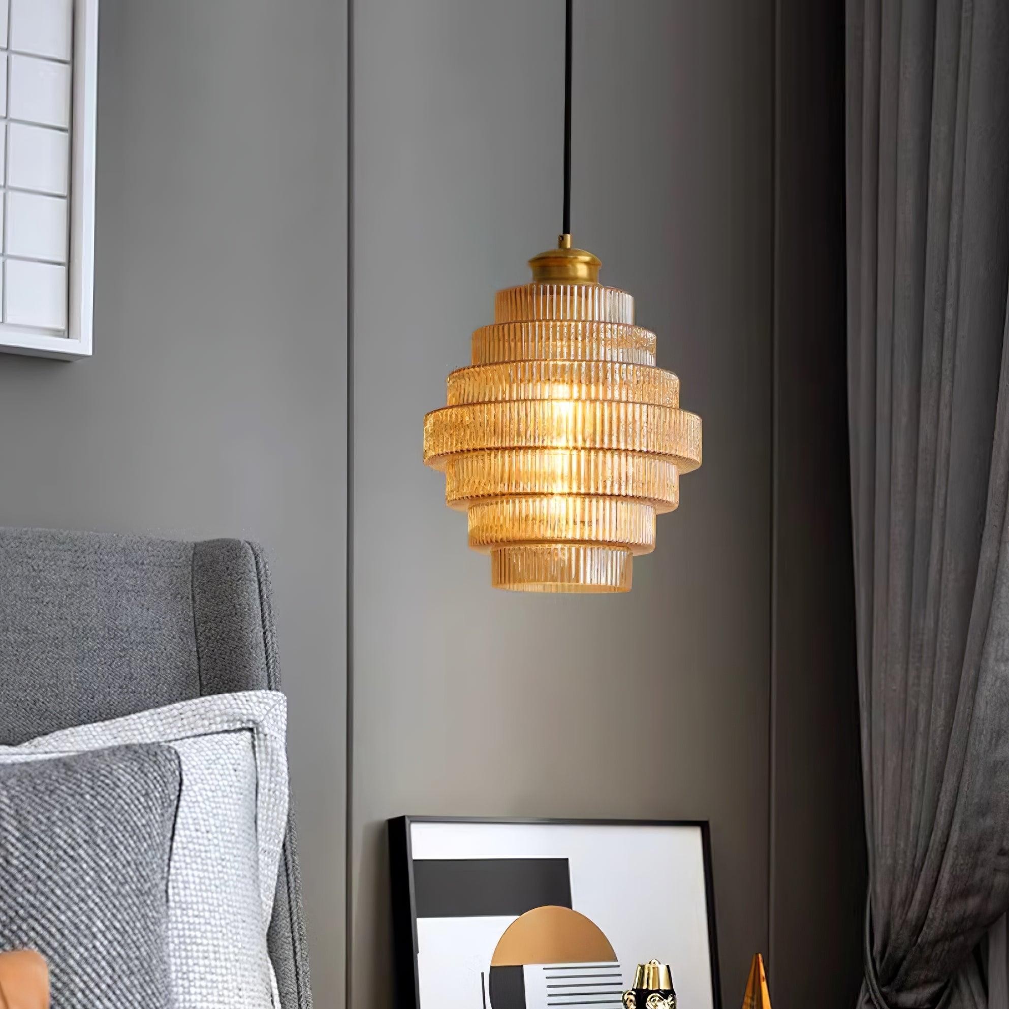 Bottis Minimalist Glass Pendant Lamp - Stylish Layered Hanging Light for Dining Table K469