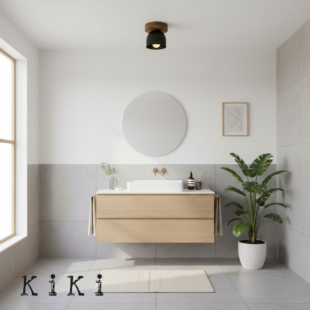 Metio Dome Flush Mount Ceiling Light - Oak Finish with Metal Shade K1421