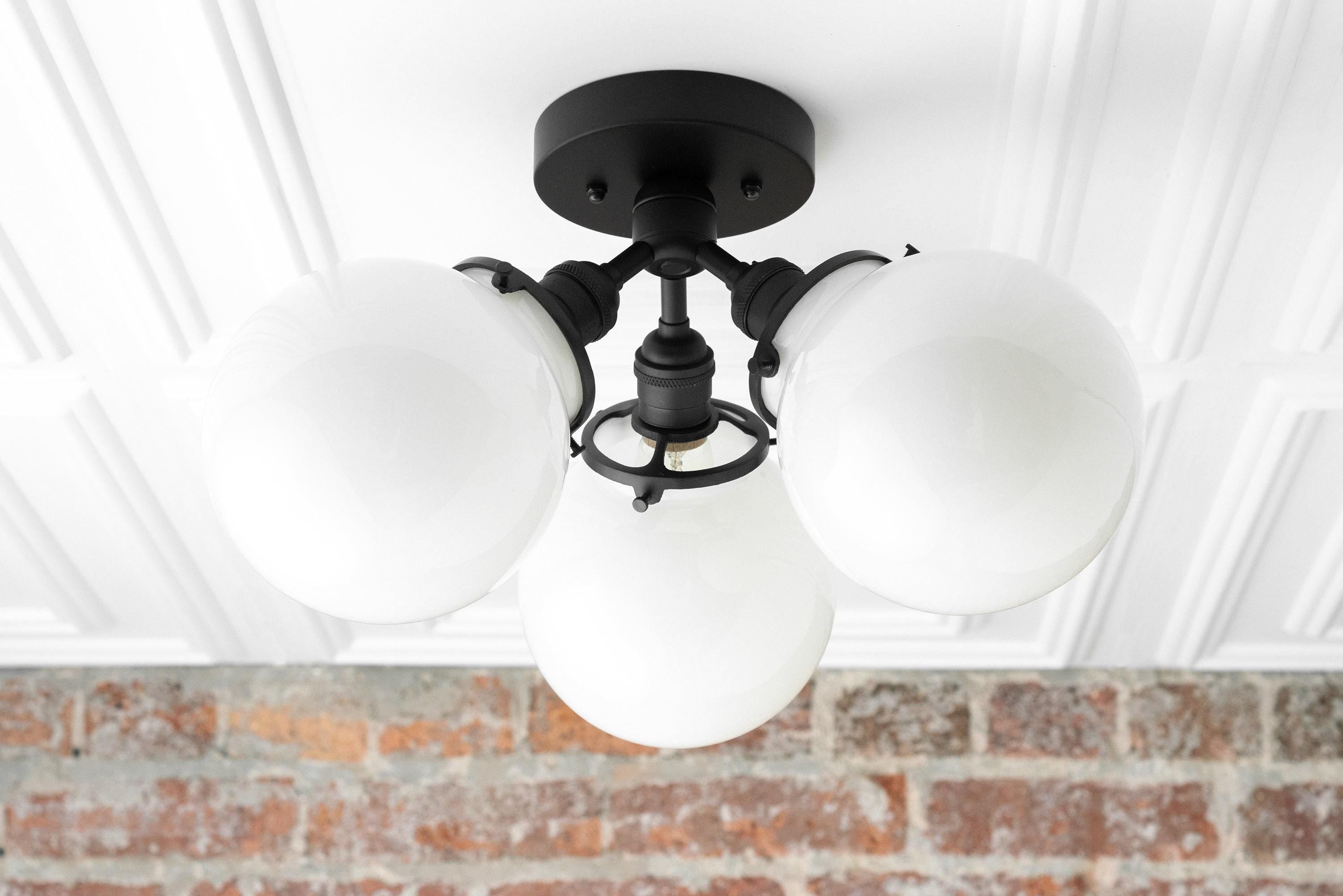 Glorica Glass Globe Light - Mid Century Semi Flush Ceiling Lamp K1517