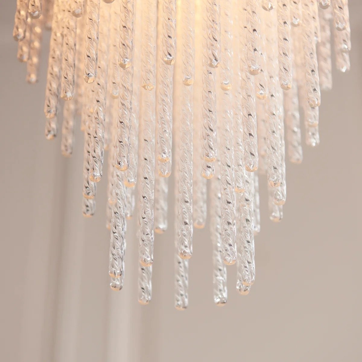 Cavara Multi-Tier Glass Rod Chandelier - Tiered Brass Pendant for Dining and Entry K1850