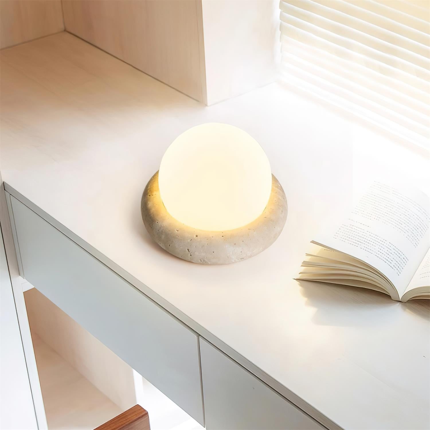 Modern Travertine Cute Mini Orb Table Lamp K853