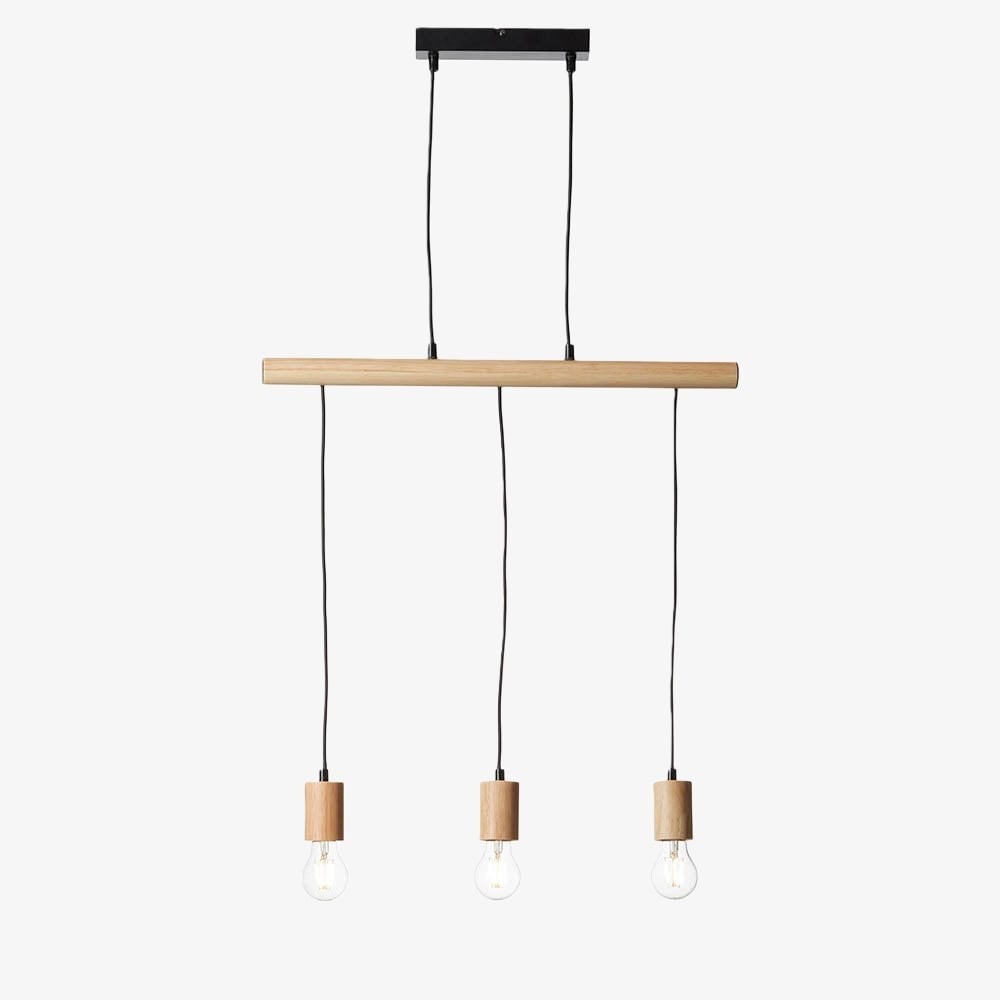 Virell Adjustable Linear Pendant Light - 3‑Bulb Wooden and Metal Design K1837