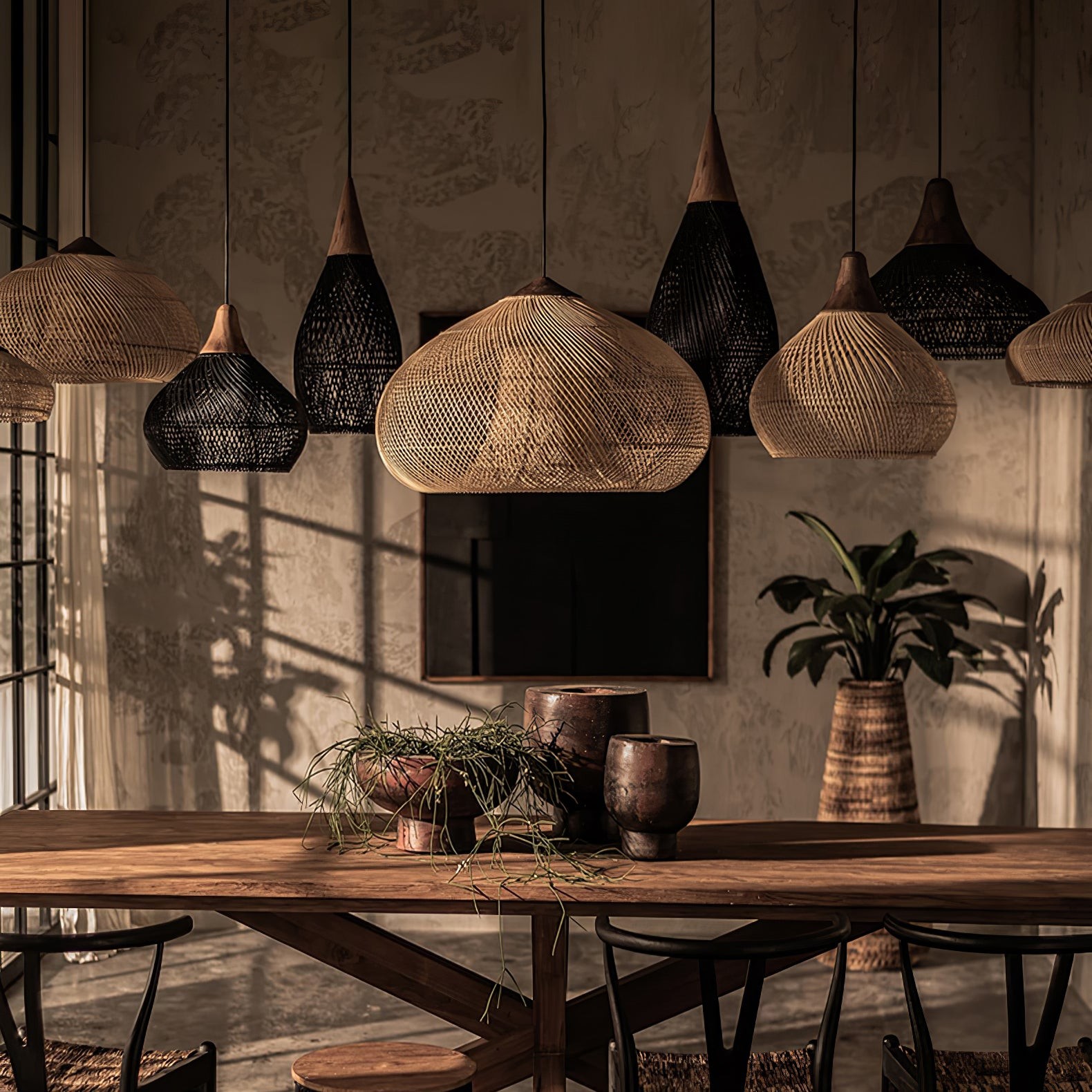 Harp Braided Rattan Pendant Lamp K1175