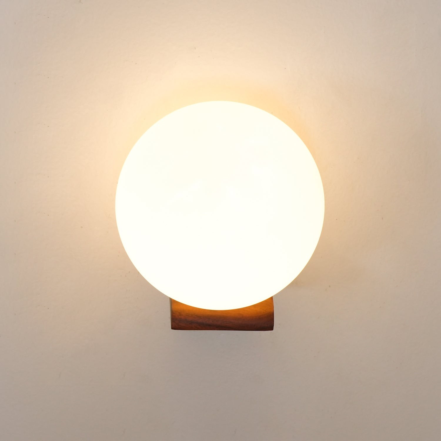 Minimalist Wooden Geometric Bracket Glass Globe Wall Lamp K374