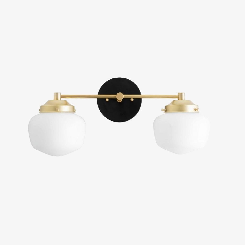 Opalume Glass Art Deco Vanity Light - Bathroom Wall Sconce with White Glass Shades K1431