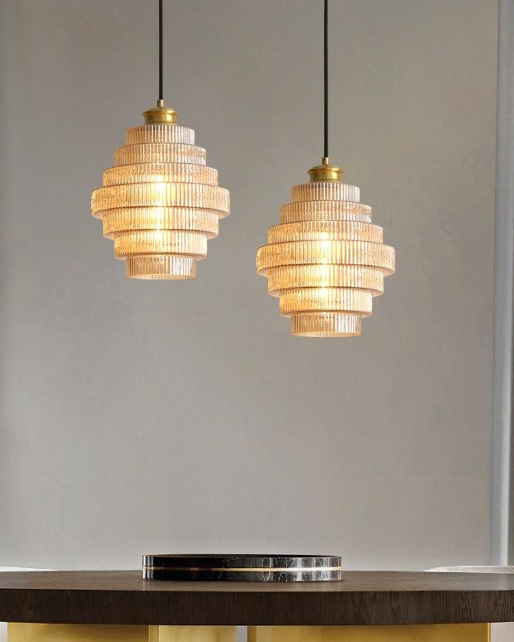 Bottis Minimalist Glass Pendant Lamp - Stylish Layered Hanging Light for Dining Table K469