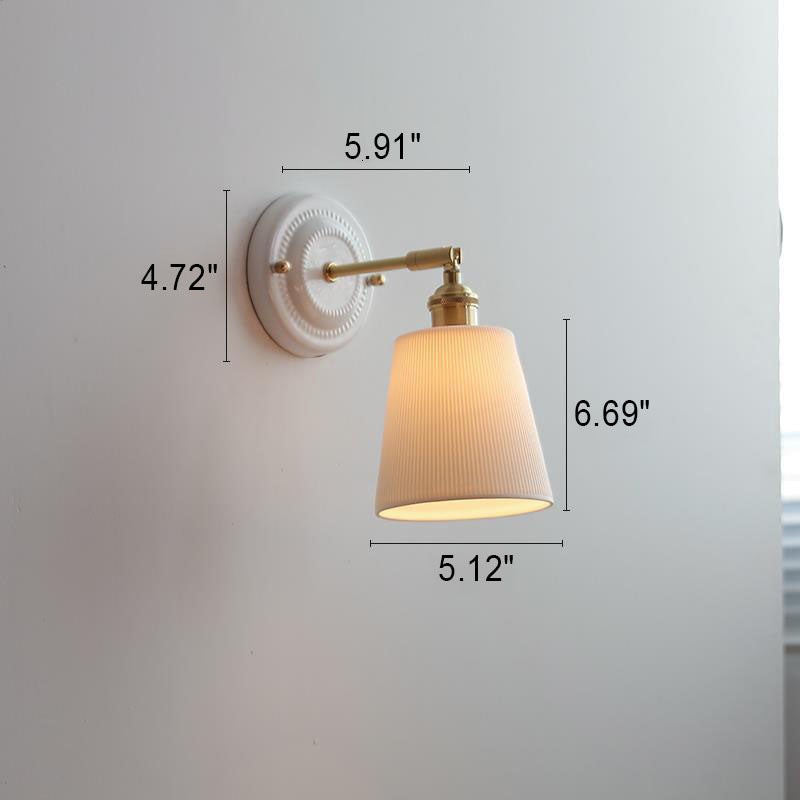 Vintage Japanese Ceramic Brass 1-Light Wall Sconce Lamp K1284