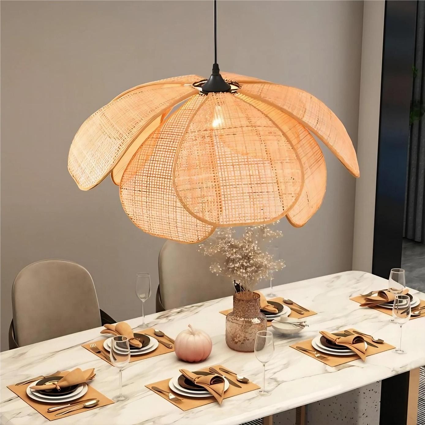 Rustic Petal Design Rattan Chandelier K75