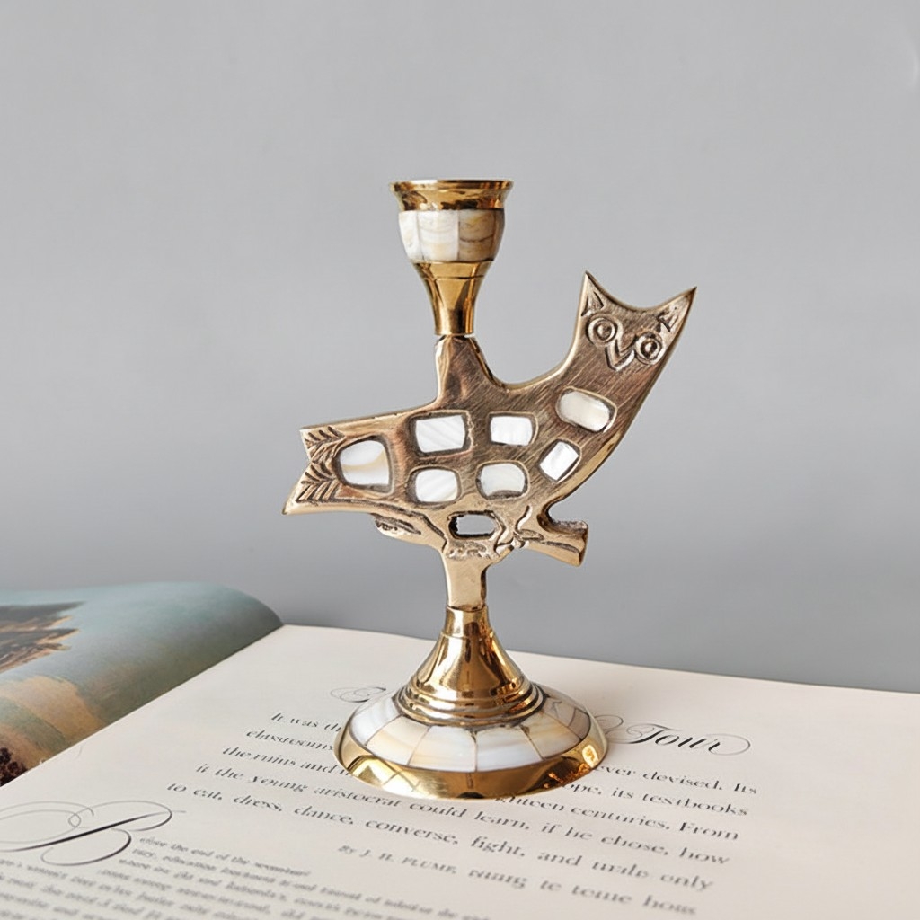Ossik Veld Vintage Nordic Shell and Cow Bones Candle Holder for Dining Table K2363