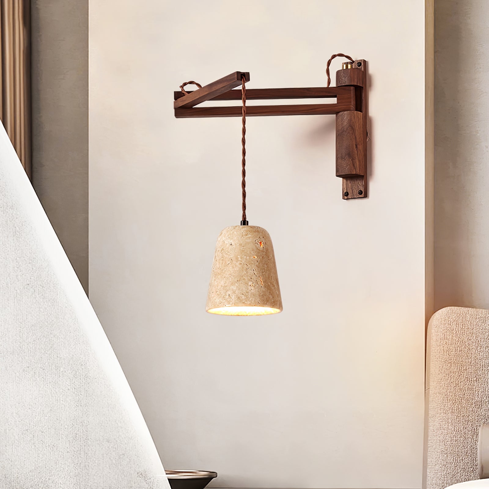 Adjustable Travertine Dome Wall Sconce D382