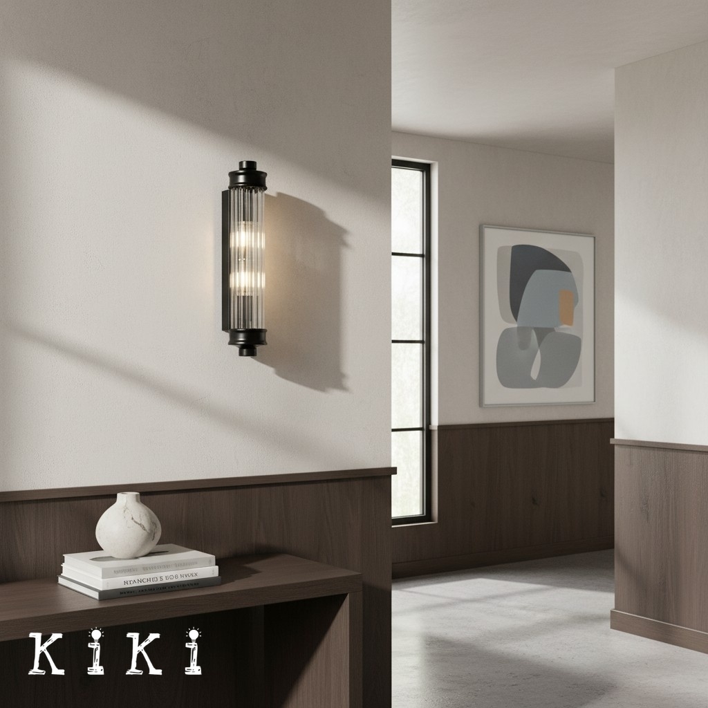 Bravira Ribbed Cylindrical Glass Wall Sconce - Wall Light for Hallway and Living Room K2255