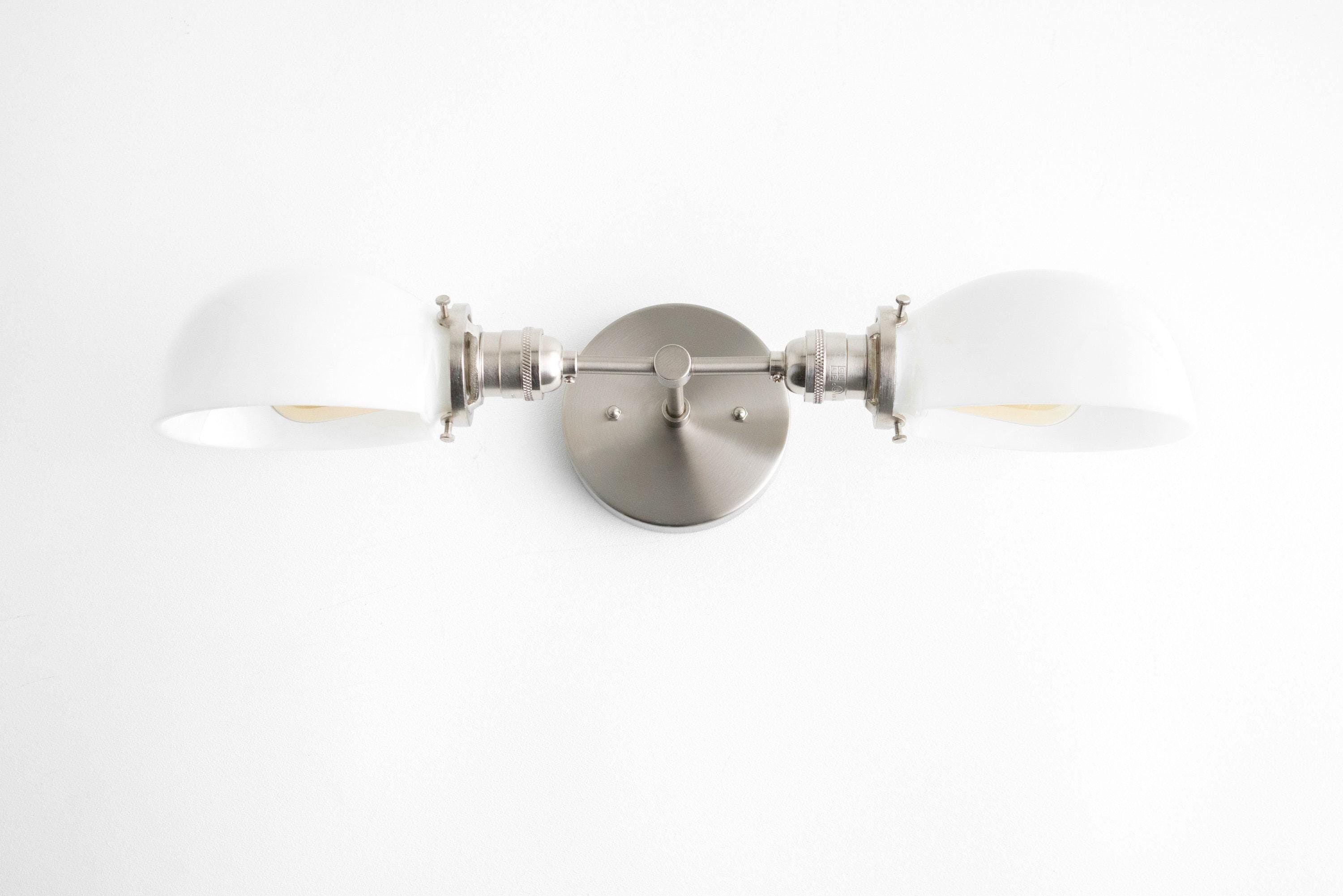 Ornato Luxe Mid-Century Vanity Light - Brass Bathroom Fixture with Opal Glass K1474