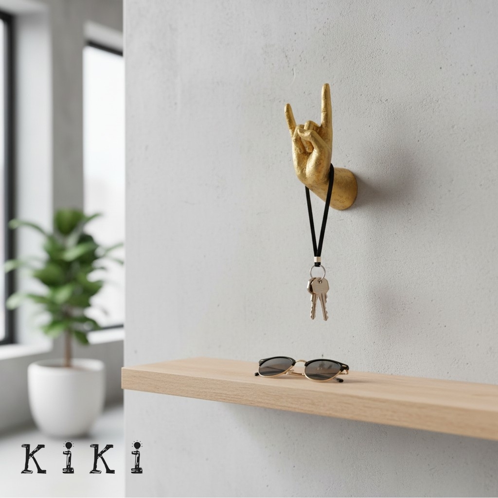 Kickra Minimalist Gold Wall Hands - Decorative Functional Wall Hooks for Shelves Entryways K2362