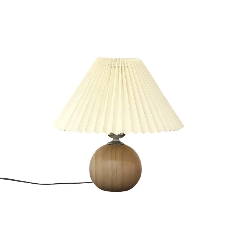 Pleated Wooden Table Lamp For Living Room K09