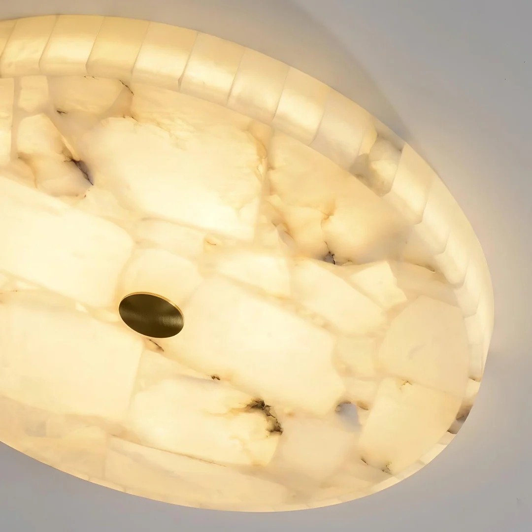 AlbaSphere Modern Round Ultra Thin Ceiling Lamp - Alabaster Contemporary Home Lighting K2319