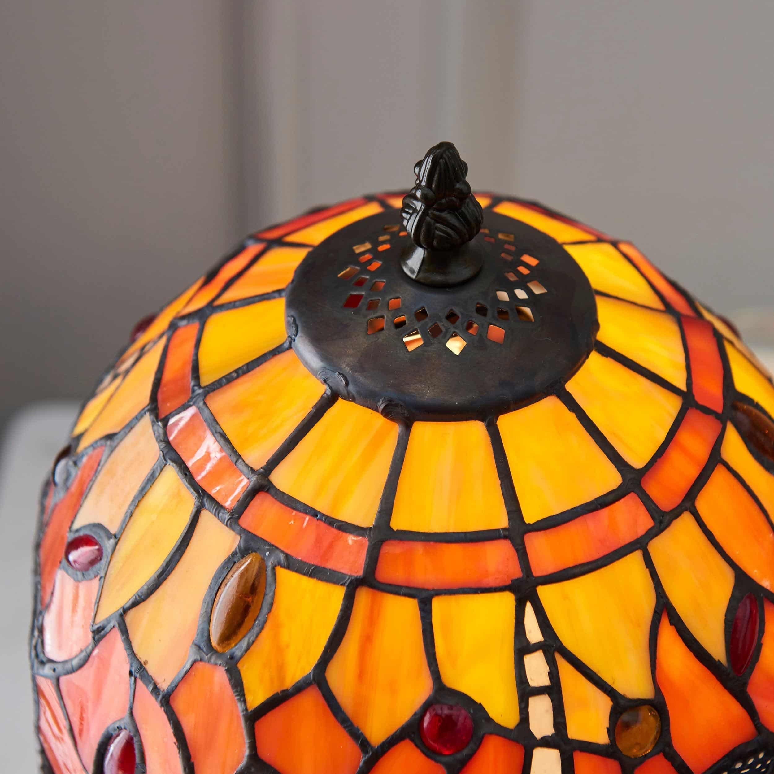 TF Dragonfly Hand-Cut Table Lamp - Vintage Stained Glass for Bedroom or Living Room K1932