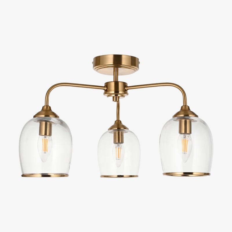 Brazara Multi-Light Glass Shade Pendant Lamp - Curved Metal Arms for Modern Homes K1852