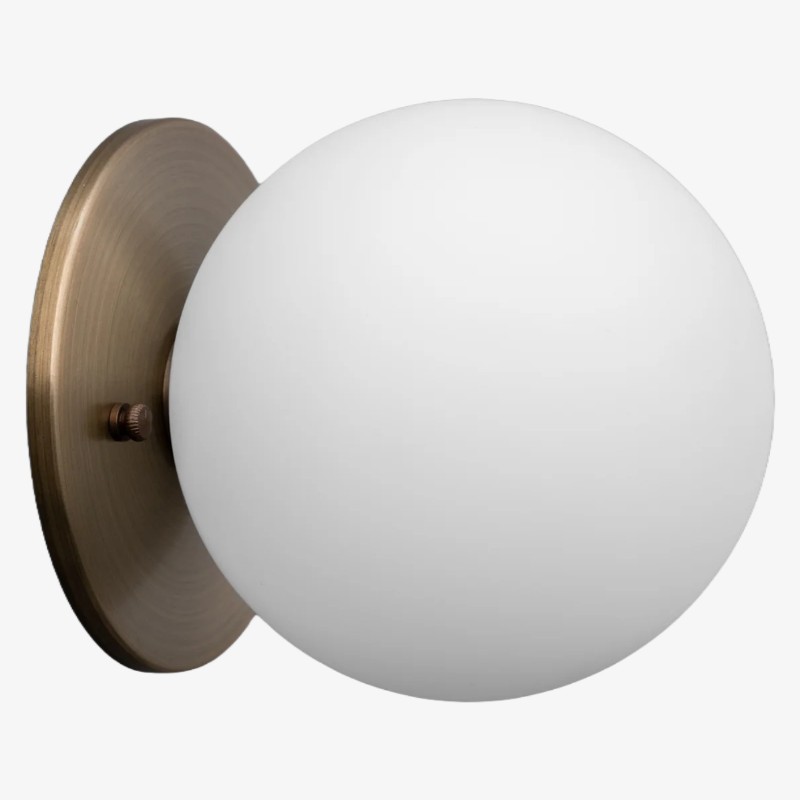 Glorica Glass Brass Wall Sconce - Frosted Globe Classic Light For Warm Ambiance K1530