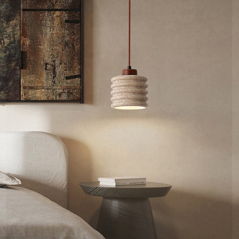 Traditional Retro Cylindrical Solid Wood Pendant Lamp K724