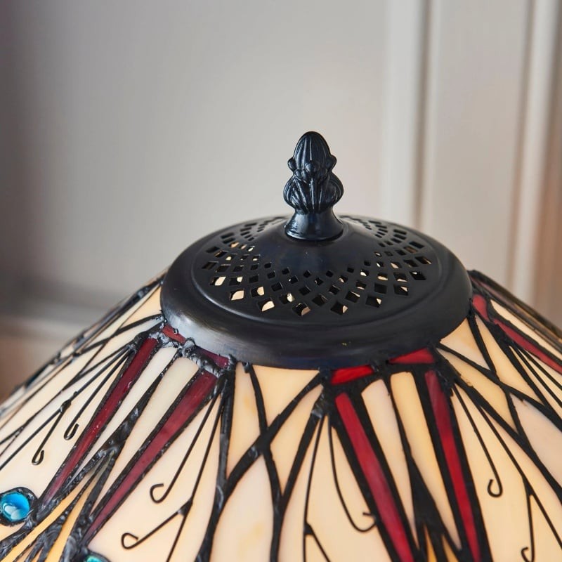 TF Hector Art Nouveau Table Lamp - Stained Glass Shade Decorative Lighting for Living Room or Bedroom K2019