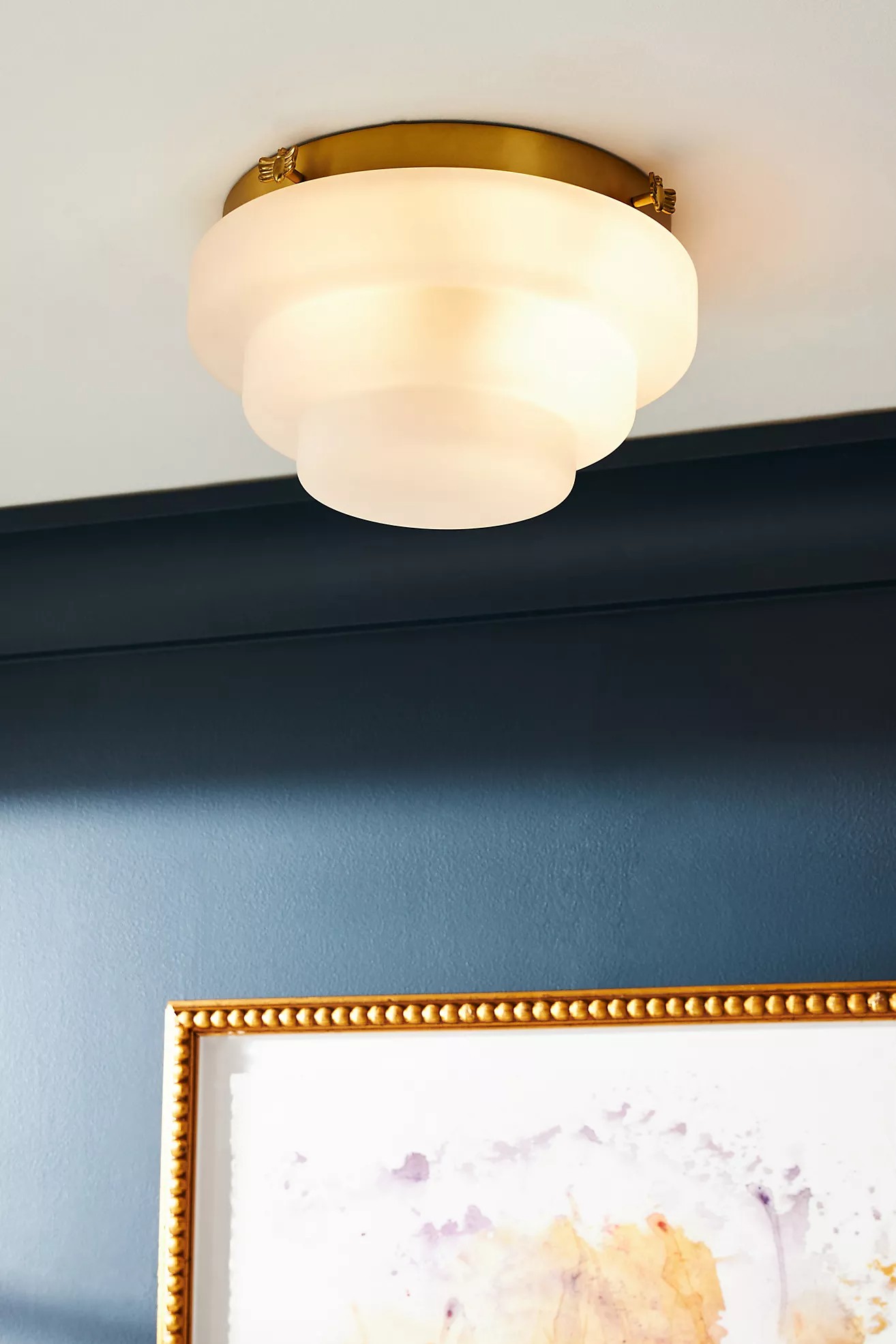 Capigia Glass Metal Flush Mount Ceiling Light - Modern Fixture for Bedroom or Hallway K1176