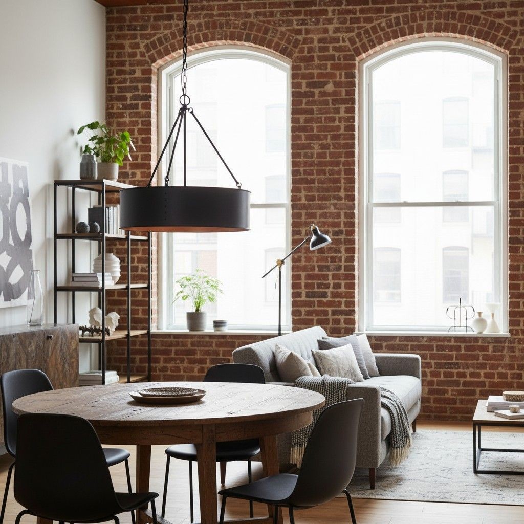 Dravik Contemporary Industrial Drum Pendant Light - Black Metal Pendant for Living or Dining Room K2245