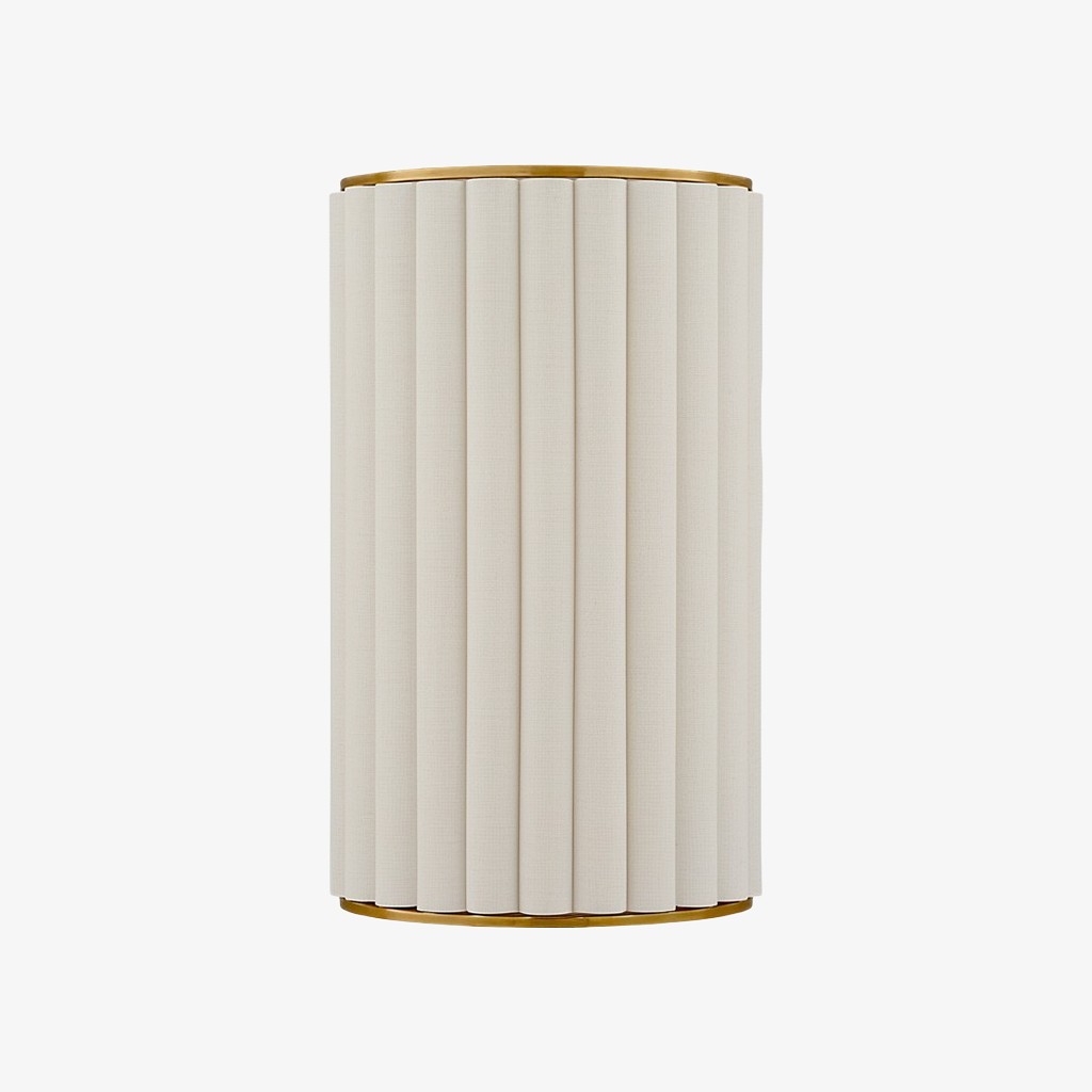 Duova Scalloped Wall Lamp - Antique Brass with Linen Fabric Suitable for Living Room and Bedroom K1677