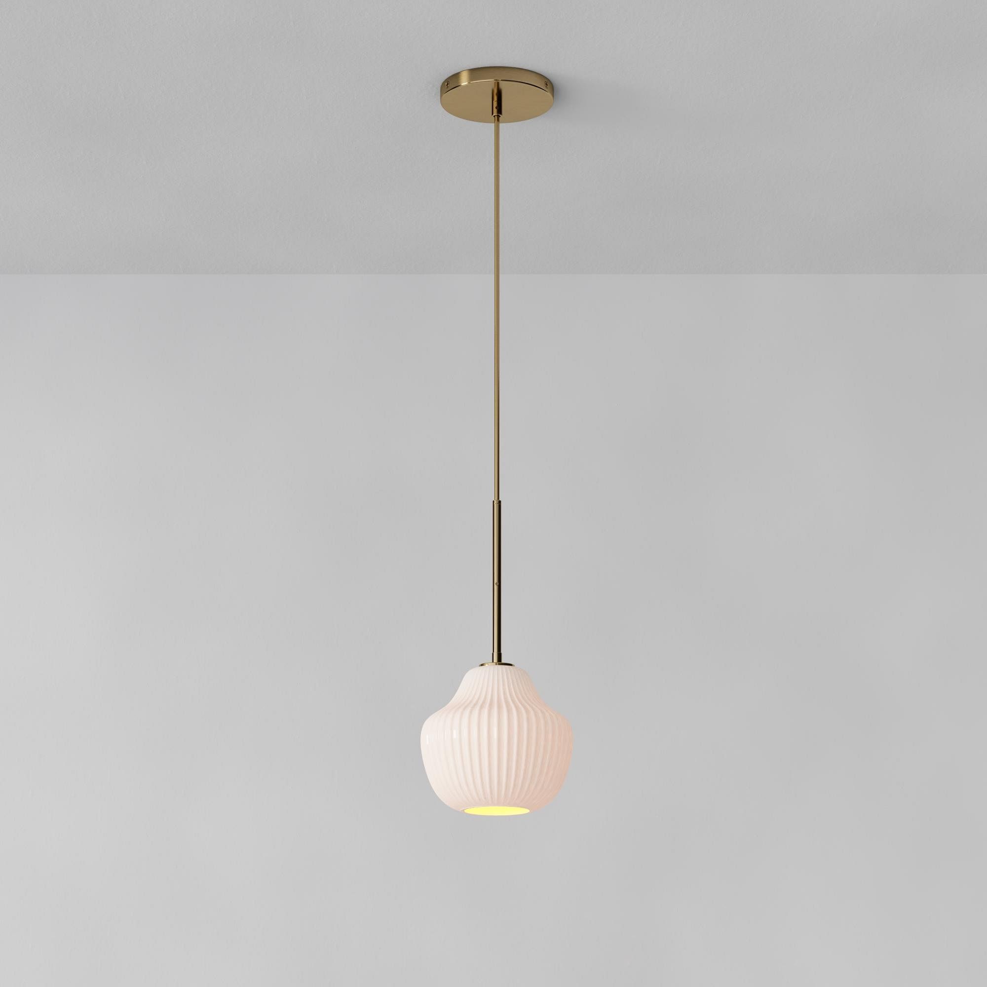 Rivrona Ribbed Pendant – Modern Ribbed Glass Light with Metal Finish K1405