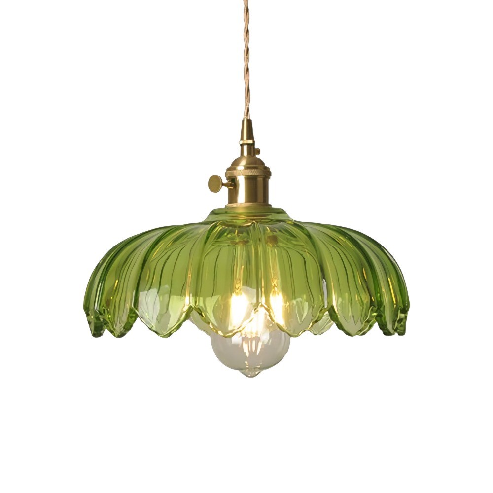 Antique Petal Brass Glass Pendant Light K68