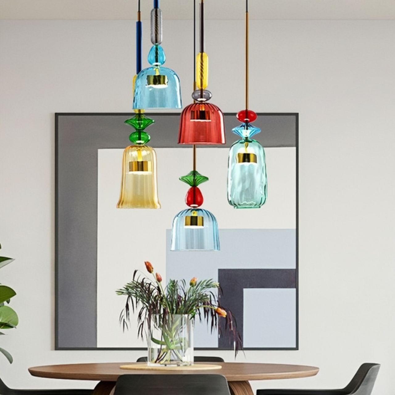 Nordic Macaron Flauti Ribbed Glass Pendant Light K126