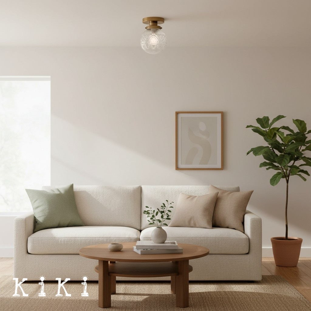 Naveliro Globe Glass Ceiling Light - Modern Embossed Glass Ceiling Lamp for Living Room K2231