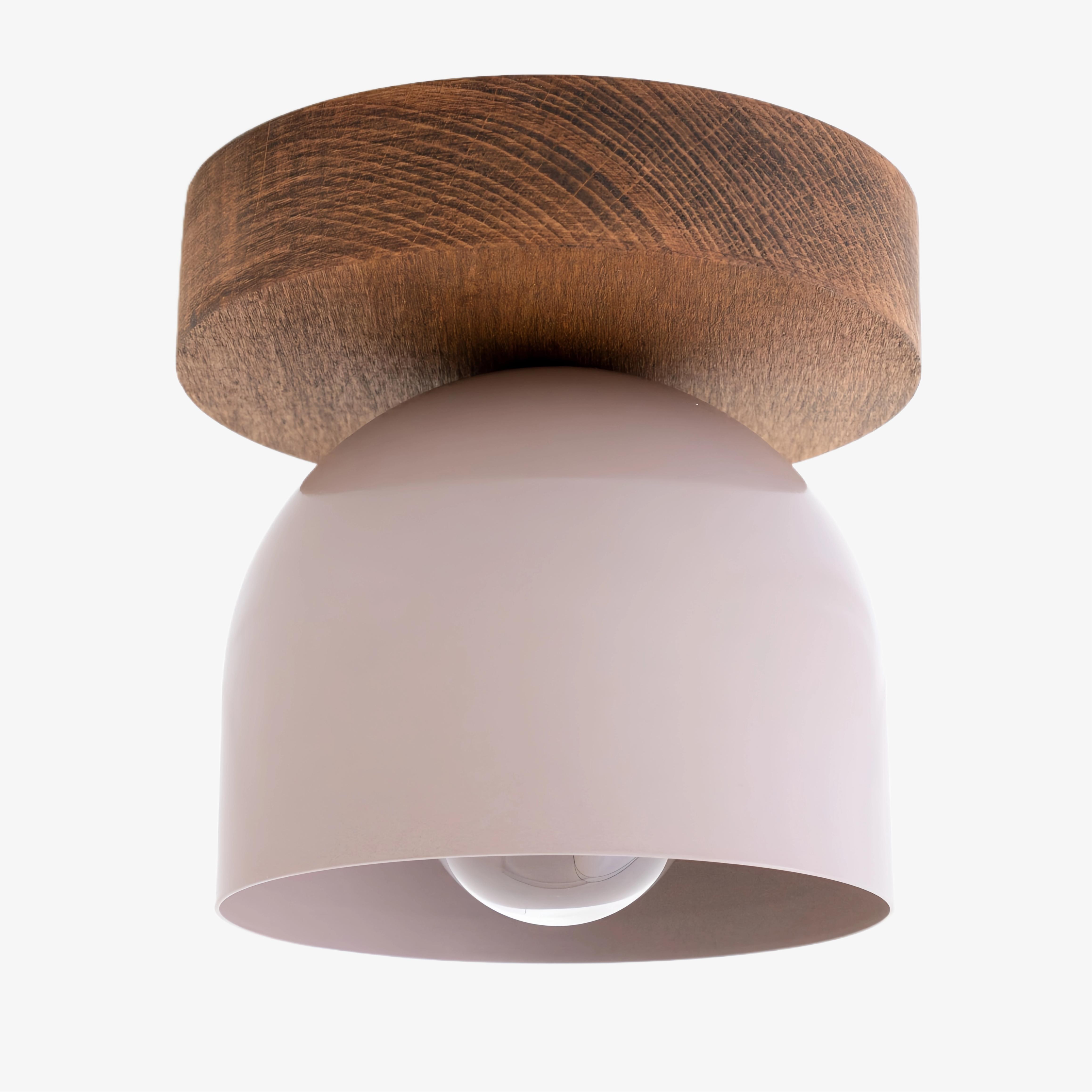 Metio Dome Flush Mount Ceiling Light - Oak Finish with Metal Shade K1421