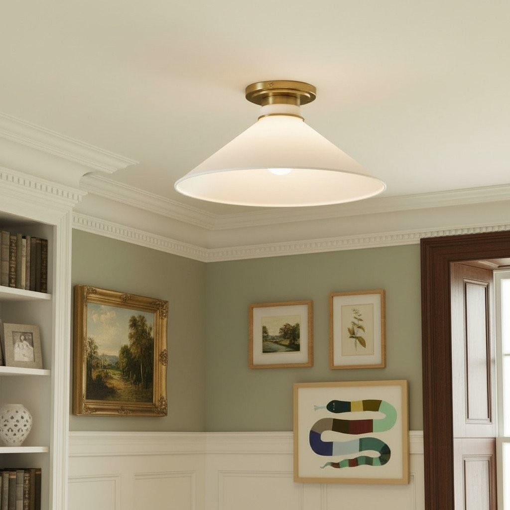 Aurenza Simple Flush Mount – Metal and Glass Ceiling Light for Any Room K1138