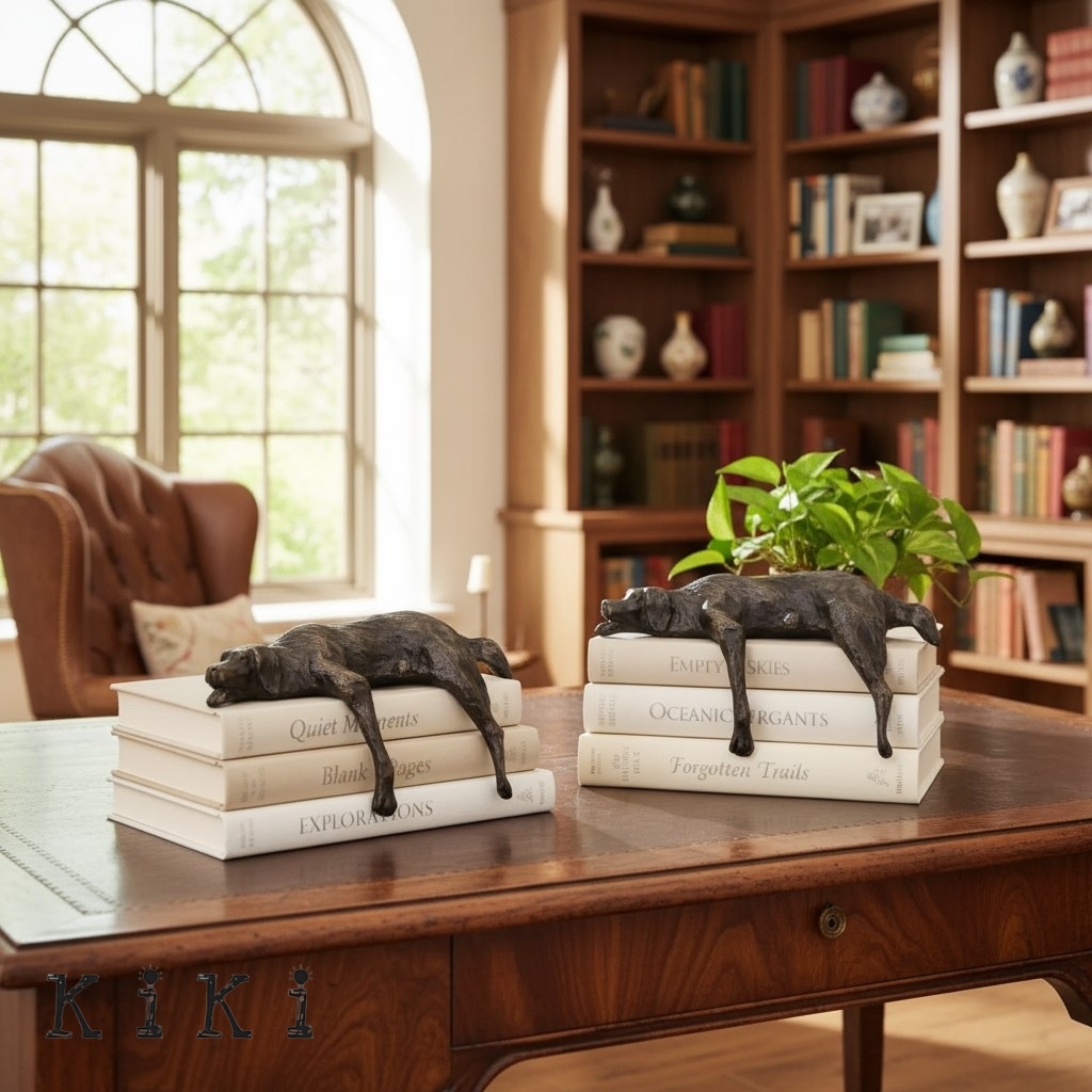 Floxo Artistic Desk and Shelf Figurine - Thinker and Lazy Dog Design for Bookshelves and Tables K2361