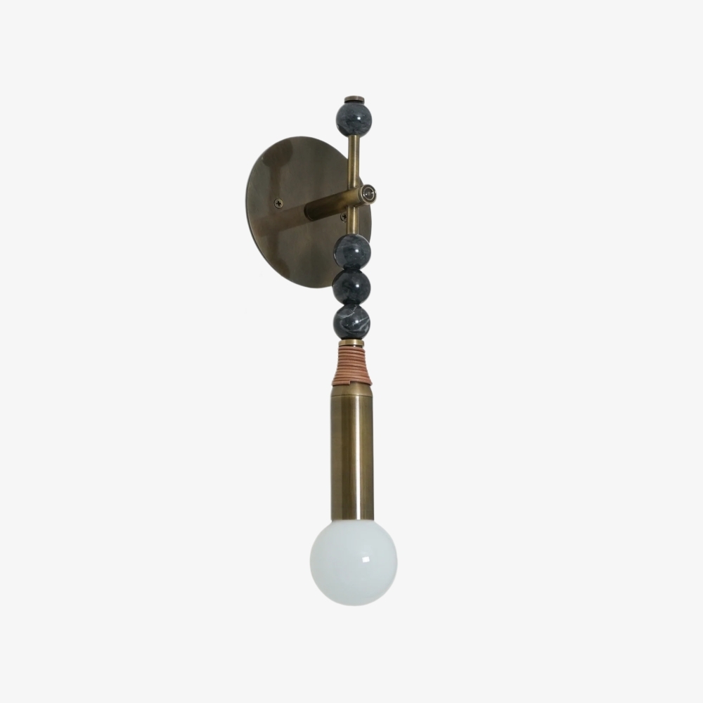 Dotmelle Contemporary Wall Lamp - Artistic Marble and Brass Wall Sconce for Bedroom or Entryway K2393