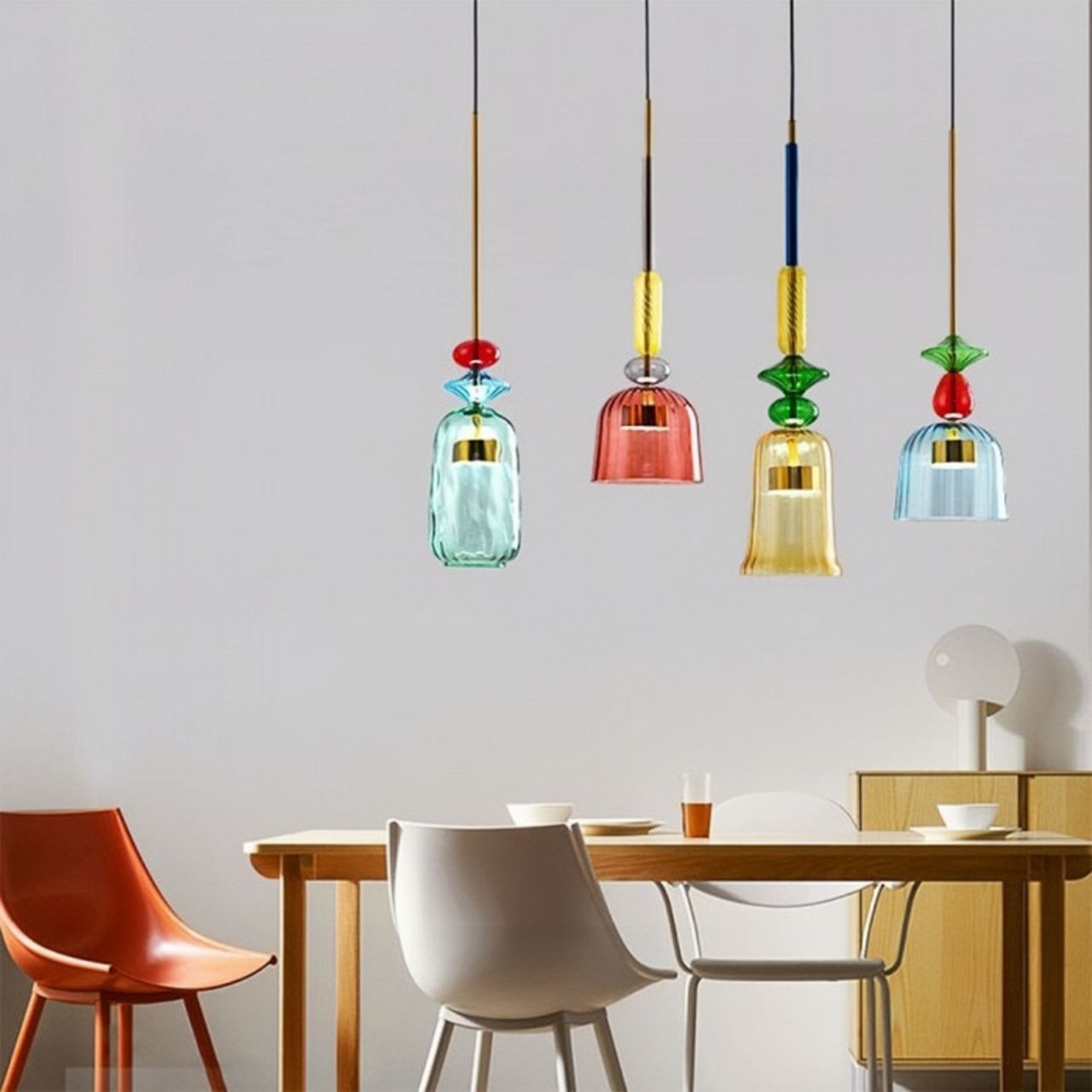 Nordic Macaron Flauti Ribbed Glass Pendant Light K126