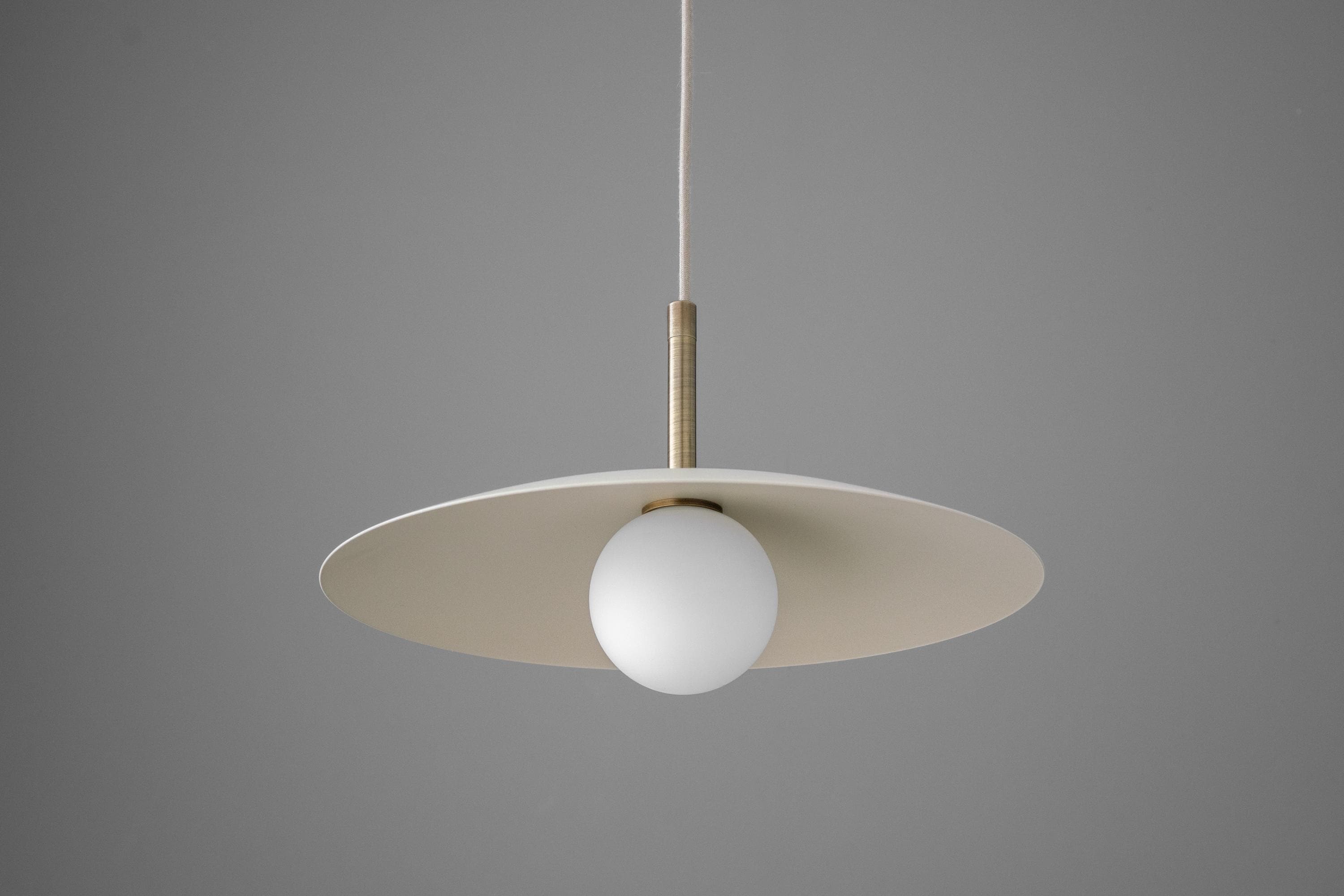Curva Metal Minimalist Pendant Light - Modern Brass Accent Disc Shade K1527