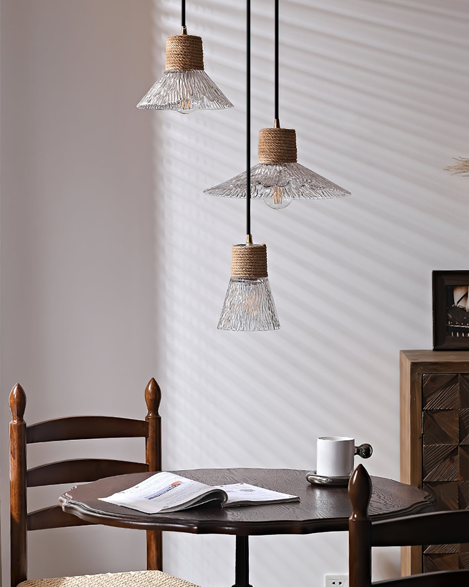 Hemp Rope Glass Pendant Lamp K1031