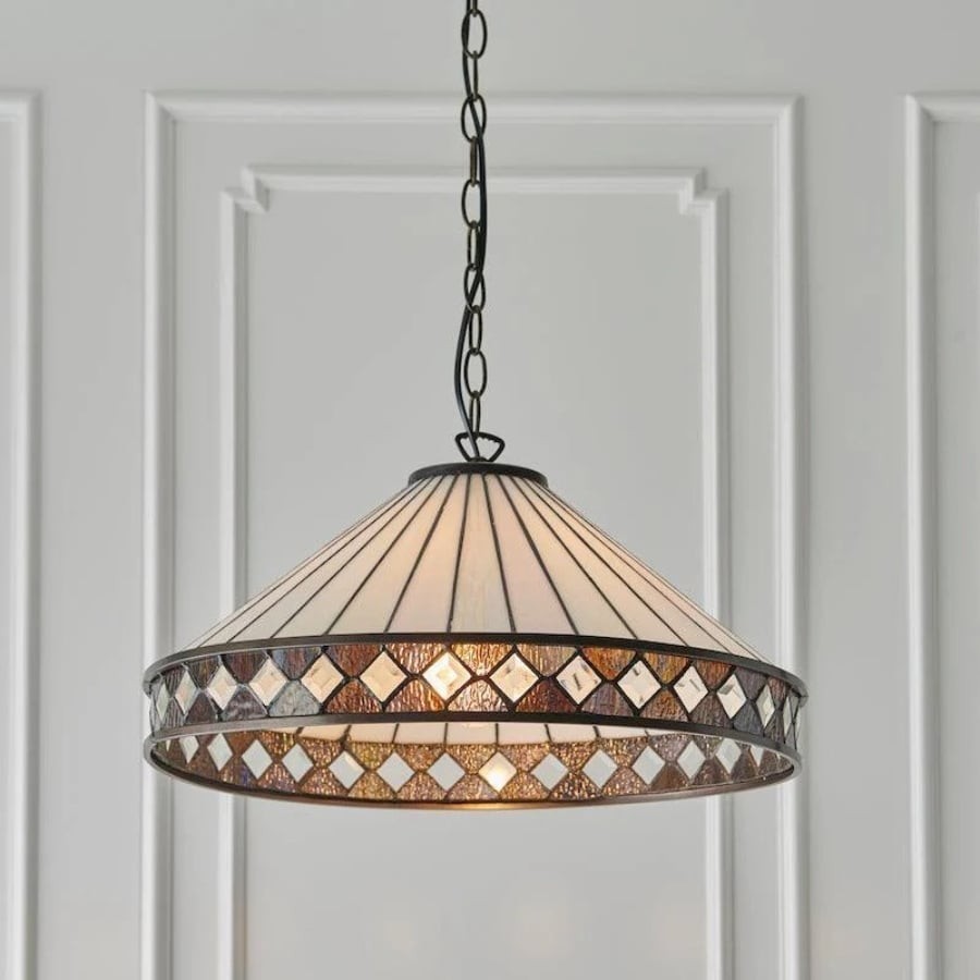 TF Fargo Pendant Light - Tiffany Style Lighting with an Art Deco Shade and Adjustable Chain K1938