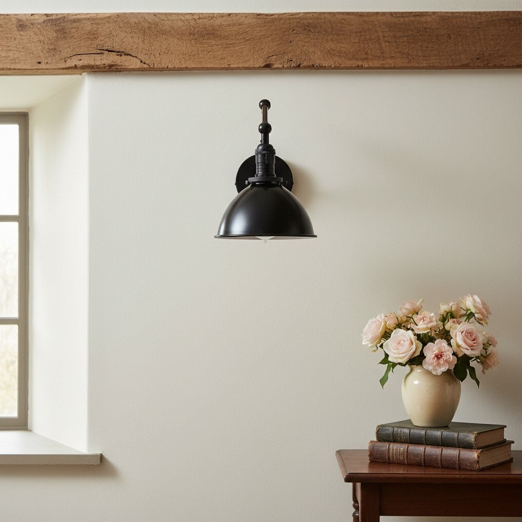 Conique Metal Vintage Industrial Swing Arm Wall Lamp - Adjustable Dome Shade for Study K1467