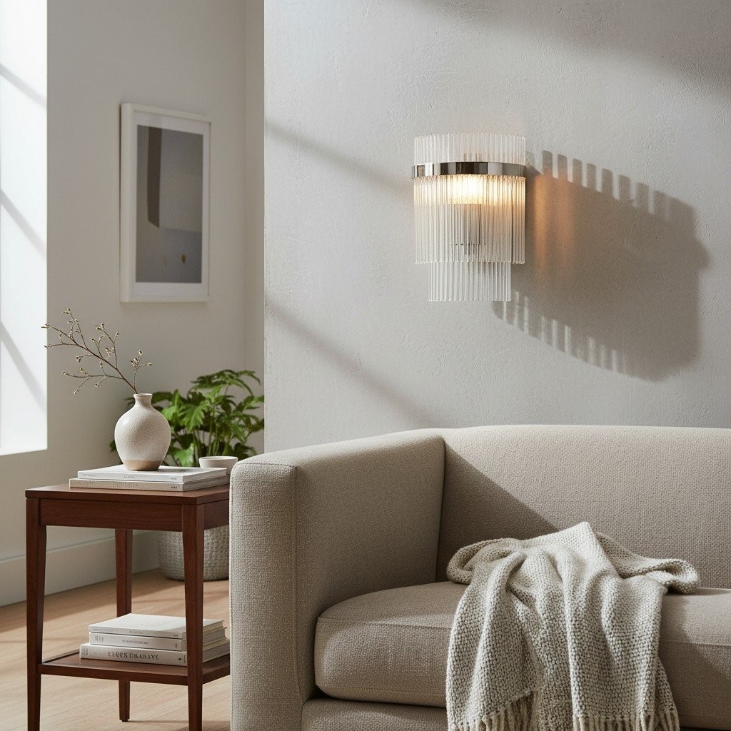 RibGlow Minimalist Glass Rod Wall Light - Elegant Accent Sconce for Home K1834