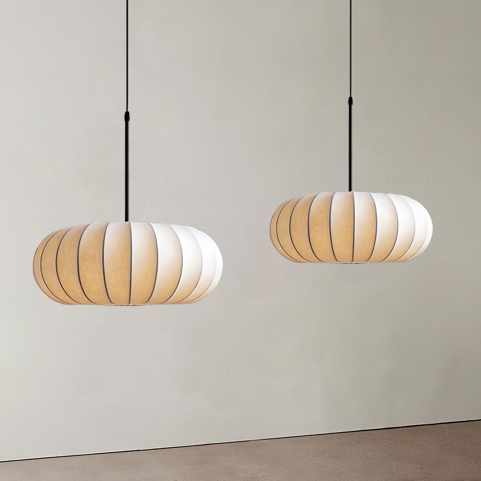 Simple Wabi-sabi White Lantern Fabric Pendant Lamp K744