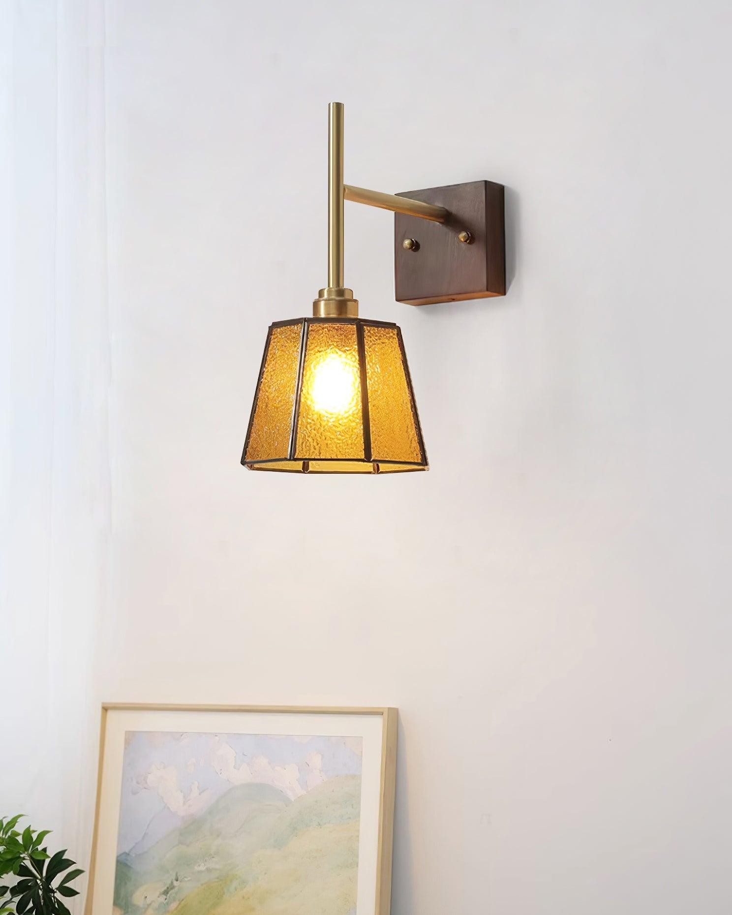 Vintage Brass Walnut Wall Lamp K754