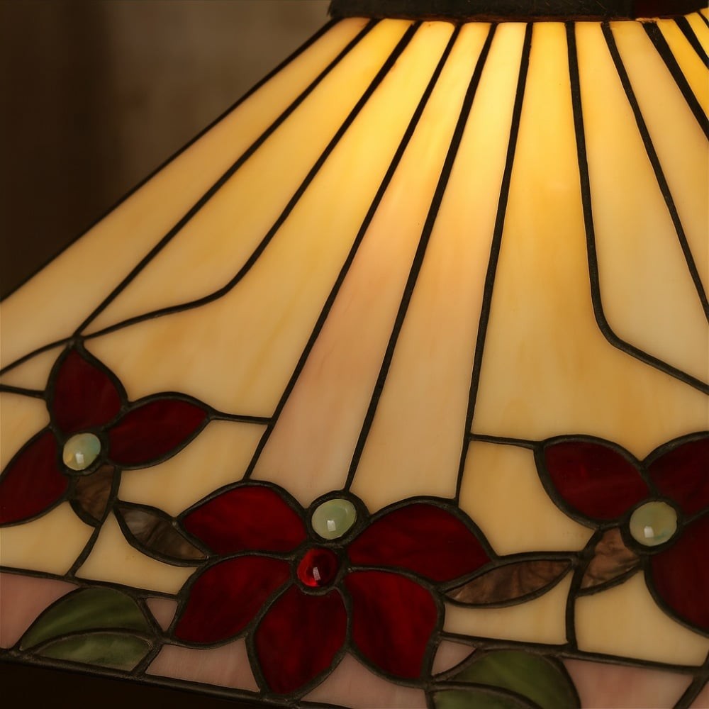 TF Camillo Classic Patterned Pendant Light - Stained Glass Lamp for Bedroom or Hallway K1776